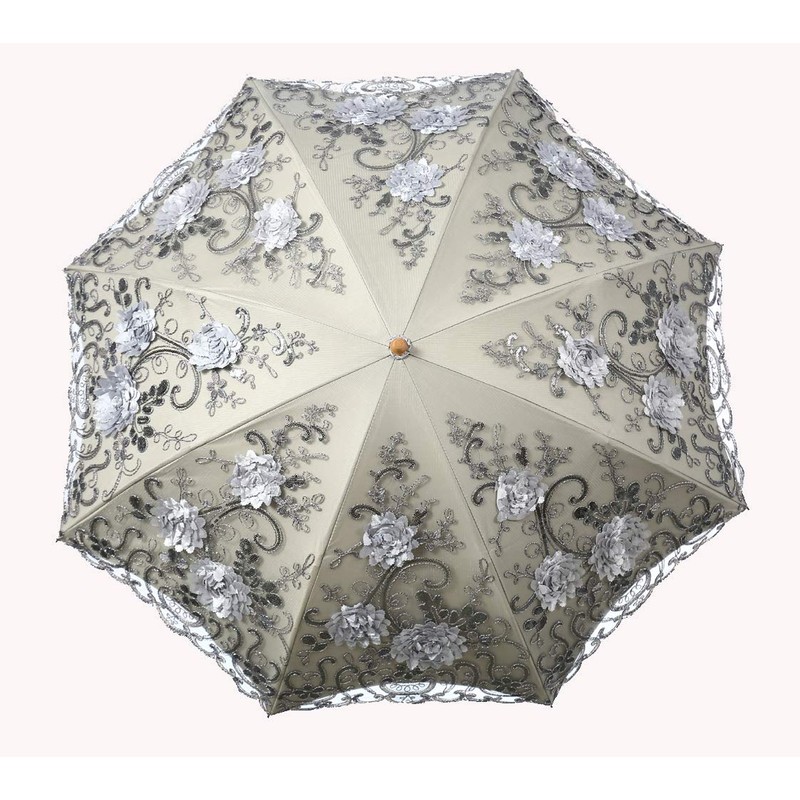 LCY Ladies Embroidered Lace Double-deck Anti-UV Parasol Umbrella Sun/Rain/Snow Folding