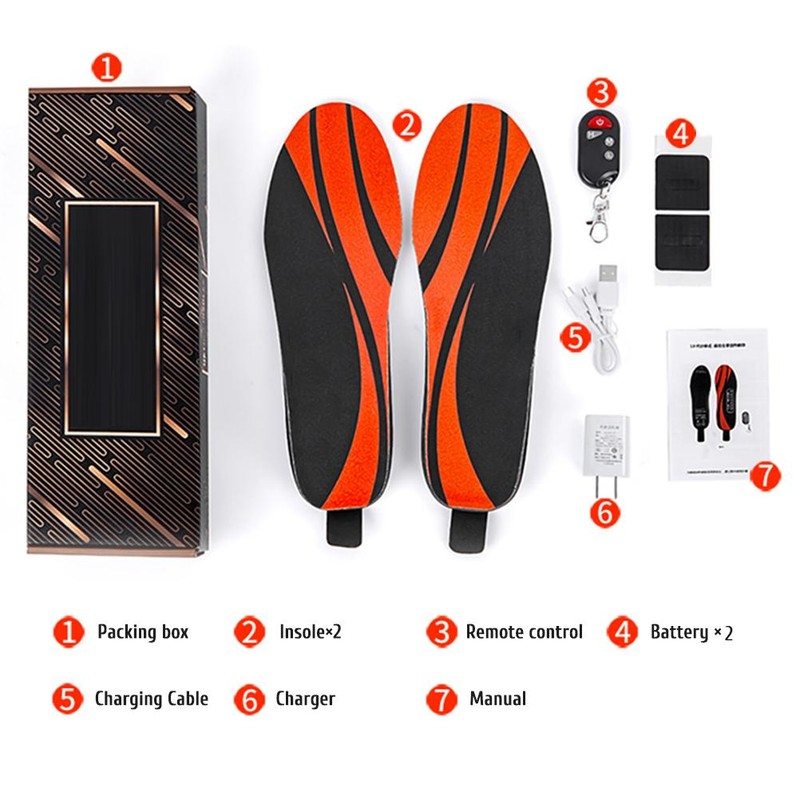 Electric Heated Insoles Rechargeable Winter Foot Warmers with Remote Control