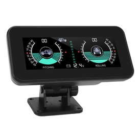 Fockety Car Inclinometer, Universal Car HUD GPS Angle Inclinometer with Coloured HD LCD Display and Alarm Messages, Real Time Head Up Display, Digital Inclinometer for Cars, SUVs