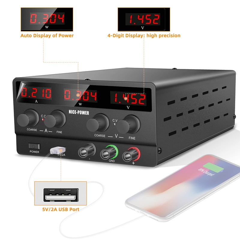 NICE-POWER Adjustable DC Power Supply: 60V 5A Variable Switching Regulated