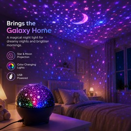 Star Galaxy Projector Night Light for Kids’ Rooms – USB RGB Moon Lamp for Bedroom Decor & Gift Giving