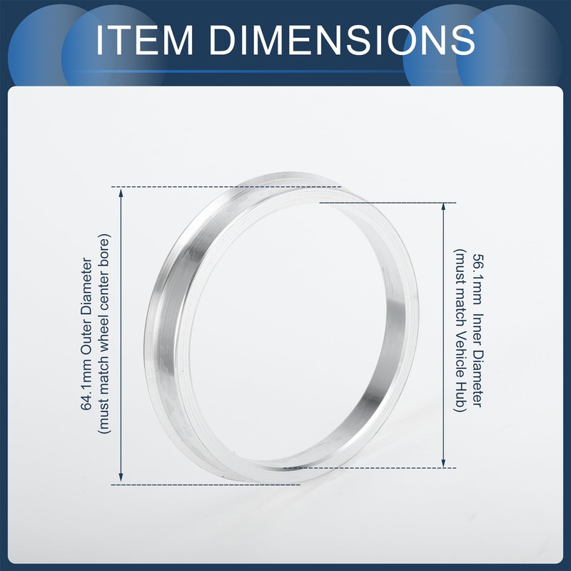 INFINAUTO Hub Centric Rings, 56.1mm ID to 64.1mm OD Vehicle
