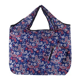 ECO CHIC Foldable Reusable Large Recycled Grocery Bags Lightweight Shopping Tote Bags with Storage Pouch (Paisley)
