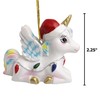 Unicorn with Santa Hat Ornament, Whimsical Christmas Tree Decoration, 2.25