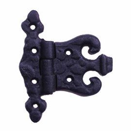Black Cabinet Door Hinge 4.5" L Decorative Wrought Iron Hinge Rust Resistant Powder Coated Flush Mount Hinges for Wooden Cabinet Or Shed Doors with Screws Renovators Supply Manufacturing