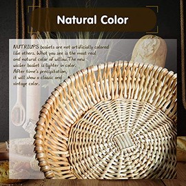 Caoruiy Hand-Woven Basket, Wicker Basket, Food Serving Basket for Bread, Fruit, Vegetable Storage, Basket 25 x 8cm