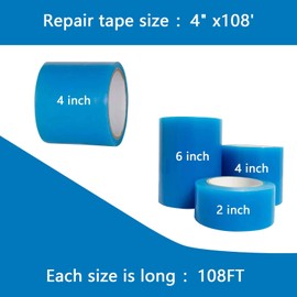 Greenhouse Plastic 6 mil Reinforced Tape, Greenhouse Repair Tape, Greenhouse Tape Greenhouse Repair Tape Clear to Repair Polyethylene Rip Poly Patch Repair kit(4" x108') Blue