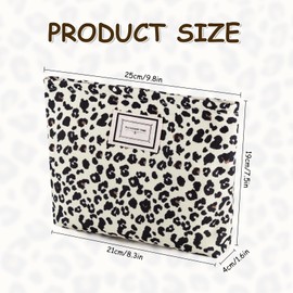 Kosmetiktasche mit Leopardenmuster, Kosmetiktasche aus Leinen, tragbar, für Reisen, für Damen, multifunktional, Kosmetiktasche mit Reißverschluss, für Kosmetik, Wechselkarten, mehrfarbig, Leopard