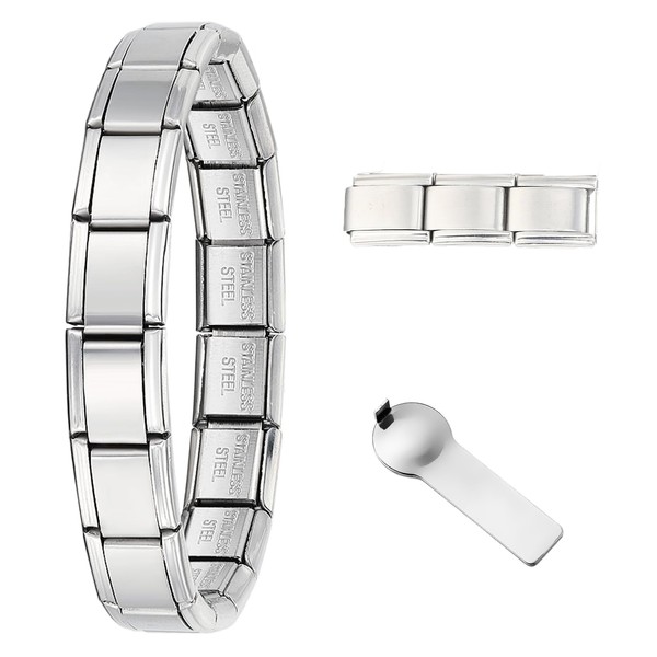 GEMOSA 9mm Italian Charm Bracelet Classic Starter 18+3 Links for