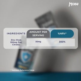 Zinc 100mg 120 Tablets Max Strength | Immune Function, Fertility & Healthy Bones, Vision, Hair, Nails and Skin | Zinc Citrate Supplement | Vegan UK Made | GMP Approved | MOBU