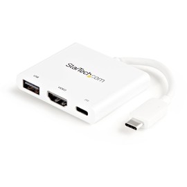 StarTech.com USB-C to HDMI Adapter - White - 4K 30Hz - Thunderbolt 3 Compatible - with Power Delivery (USB PD) - USB C Dongle (CDP2HDUACPW)