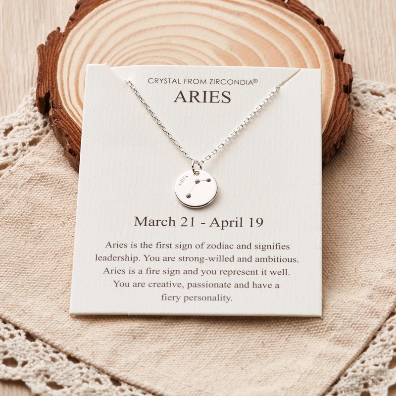 Philip Jones Aries Zodiac Star Sign Disc Necklace Created with