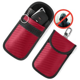 Vammcht Upgraded Faraday Bag for Key Fob (2 Pack), Premium Faraday Key Fob Protector– Car RFID Signal Blocking, Car Security Protection, Anti-Theft Pouch, Anti-Hacking Case Blocker Red