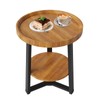 CuisinSmart Round End Table, 19.69IN Wood Tabletop & Black Metal