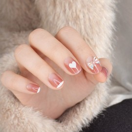 LC Attachable Nail Tips Short Type Short Artificial Nails 24p, 1 piece, 1. Ribbon Berry [N021] / 엘씨 붙이는 네일팁 숏 타입 짧은 인조손톱 24p, 1개, 1. 리본베리[N021]