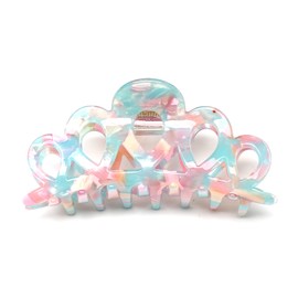 QinGoo Blue Pink Hair Clip Medium Acetate Hair Clip Beautiful Women's Hair Accessories Headdress Elegant Hair Accessory 1 Piece (9.3 x 4.3 cm, Blue Pink)