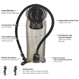 Unigear Hydration Bladder 2L, 2.5L, 3L Hydration Bladder, Dustproof and Antimicrobial Hydration Bladder, Water Tank with Hose as a Drinking System, grey, 3L