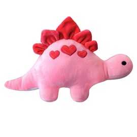 VFM - Valentines Soft Toy Dinosaur Pink Stegosaurus with Love Hearts - Plush Toy Dinosaur, Cute Stuffed Animal, Dino Plushie, Gifts for Birthday, Valentine's Day ChristmasPink Stegosaurus 30cm
