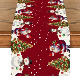 BSITSSS Christmas Table Runner Snowmen, 33×180 CM Christmas Runners for Tables, Old Man Christmas Table Runners for Indoor Outdoor, Tables Runner Party, CHRISTMAS Tree Dining TableRunner