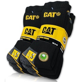 CAT Caterpillar 6 Pairs Real Work Socks Women's Men's Work Socks Business Socks Stockings Size 35-50, black