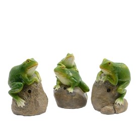 Decorative Figure with Clay Frog 11 x 8 x 7 cm Ceramic Green 1 Piece Assorted Garden Decoration Animal Small Garden Statue & Garden Decoration Animal Figure