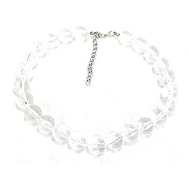 Caprilite 18mm Large Big Giant Faux Pearl Bead Statement Necklace Choker Vintage - Clear