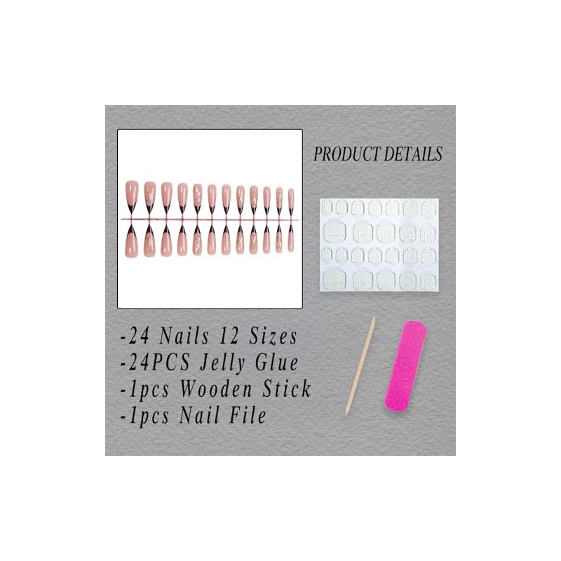Uñas Postizas Francesas Marrones Con Punta Francesa, Largas, Estilo Stiletto,