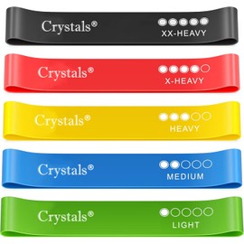 Crystals Resistance Bands Set of 5 - Exercise Bands Resistance for Women and Men - Fitness Training Loop Bands with 5 Resistance Levels - Ideal for Home Gym Yoga Resistance Training