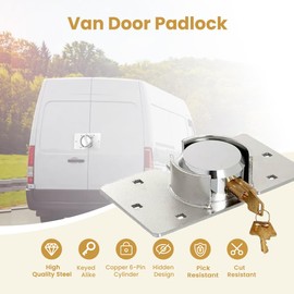 2 Pack Van Door Padlock Keyed Alike Heavy Duty Solid Steel Hasp 73MM Garage Shed Door Lock Security Padlock Nut with 4 Keys for Trucks, Gates, Vans