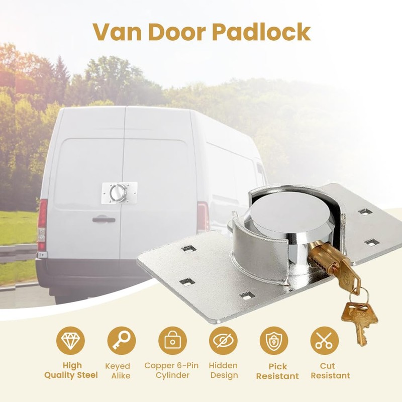 2 Pack Van Door Padlock Keyed Alike Heavy Duty Solid
