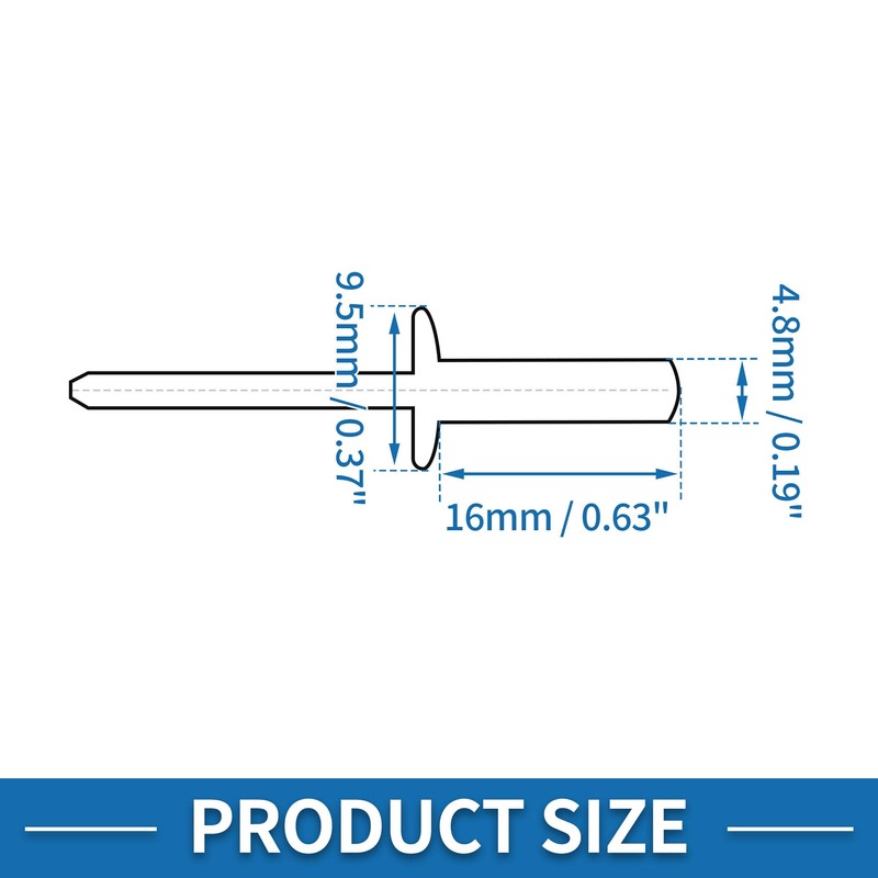 A ABSOPRO Countersunk Head Closed Sealing Rivets 4.8mm Grip Diameter