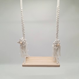 Coberllus Newborn Photography Swing Prop Newborn Photography Shoot Wooden Swing Baby Photo Posing Macrame Swing Props (Beige 1#)