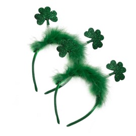 Ipetboom 2 Pcs Satin Patrick's Day Headband Festival Hair Hoop Shamrock Decor for Party