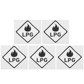 OTOTEC LPG Vinyl Stickers 80 x 80 mm Diagonal Length 110 mm Warning Sign for LPG Hazard Signs in Diamond Shape for Motorhomes and Caravans Pack of 5