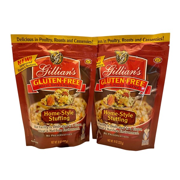 Gillian's Gluten Free Home Style Stuffing 2 pack for Thanksgiving and Christmas Holiday Dinner