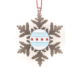 City of Chicago Flag Snowflake Christmas Ornament