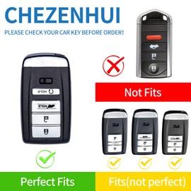 CHEZENHUI Compatible con Acura - Funda para llavero con cordón de piel, funda protectora para llave de coche Acura CDX RDX RLX NSX TLX TLX-L Smart Remote Key Holder Negro
