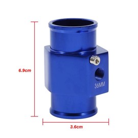 Manguera del radiador de agua, 36mm Tubo de unión de temperatura de agua azul Calibrador de sensor de temperatura Adaptador de manguera de radiador