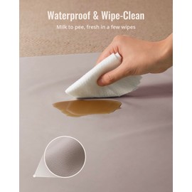 Blissful Diary Vegan Leather Baby Play Mat, 50x50 Thicken Foam Cushioned & Waterproof Playpen Mat for Infants and Toddlers, Stylish and Just Wipe-Clean Playmat for Baby Play on Floor, Taupe