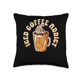 Iced Coffee Addict Lover Addict Cold Brew Cappuccino Throw Pillow