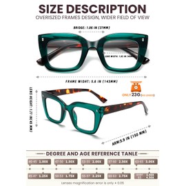 Hubeye 3 Pack Oprah Style Reading Glasses Oversized Readers Blue Light Blocking Computer Eyewear With Spring Hinge +2.0