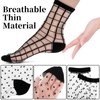 Lusofie 5 Pairs Sheer Socks Black See Through Socks Checkered