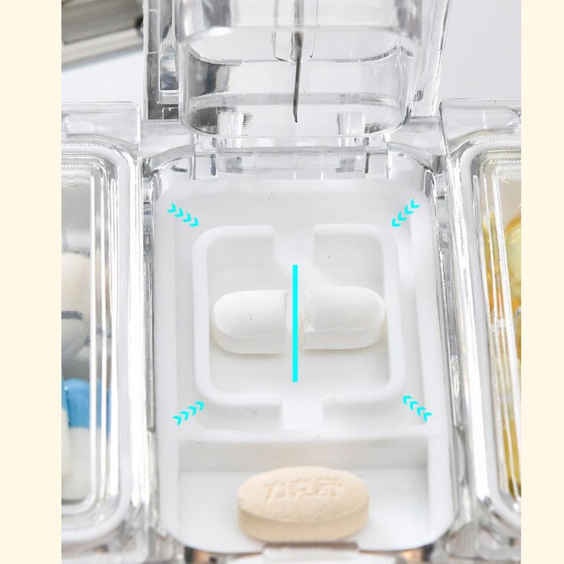 2 in 1 Portable Pill Organizer Pill Cutter Dustproof and