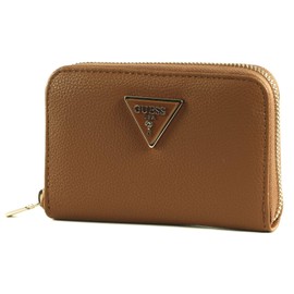 Guess Women's Purse Black Polyurethane Coin Compartment Zip Modern Sport Metal Logo 9 x 14 x 3 cm, Cognac, Standard size, purse