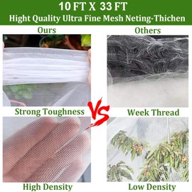 Aoipend Fine Mesh Garden Netting for Protection, 10'x33' Vegetable Crop Covers Netting for Protect Fruits, Plants, Flowers, Greenhouse Cover Net, Patio Gazebo Screen Barrier