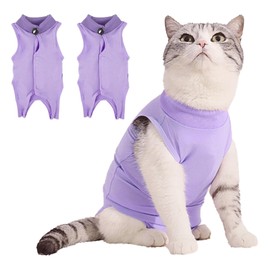Pet Protection Clothing for Cats, 2 Pieces Recovery Suit, Recovery Suit Clothing, Surgical Recovery Suit, Cat Recovery Suit, Surgical Recovery Suits for Cats (Purple, S)