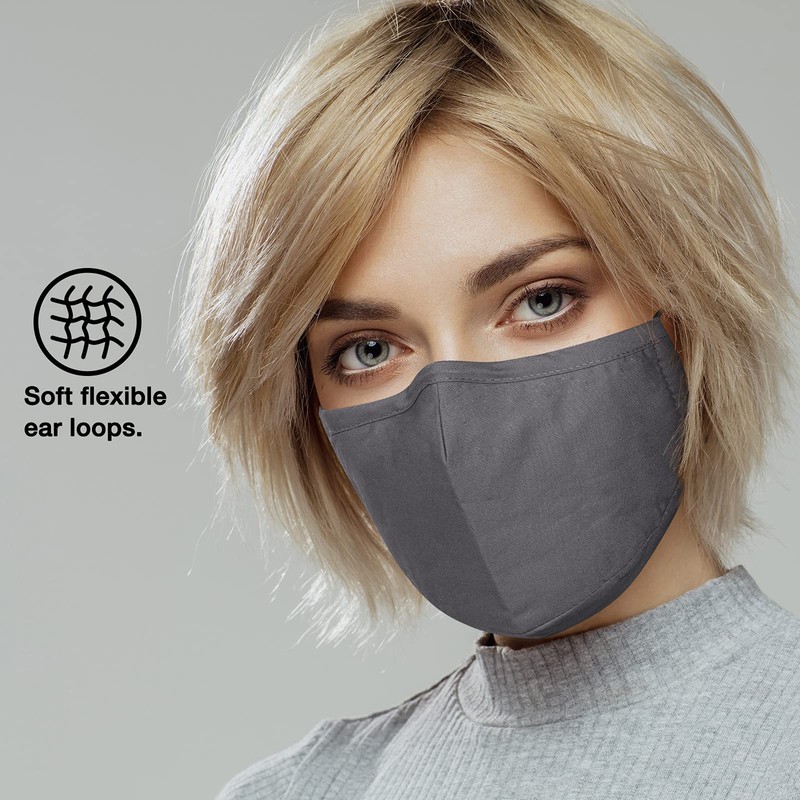 NUÜR Reusable Face Mask, Washable Cotton Mask with Inserted Nose