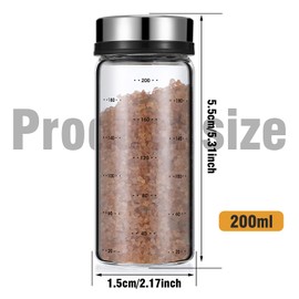 Gjinxi Salt Pepper Shakers with Adjustable Pour Holes, Clear Glass Seasoning Shakers, Moisture Resistant Seasoning Shaker, Spice Dispenser for Season, Picnics