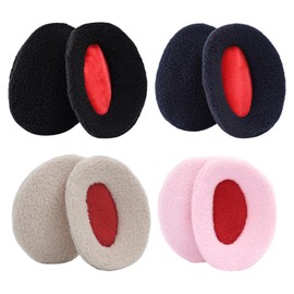 YSTJKD 4 Pairs of Earbags Ear Warmers Women/Men Ear Warmers Without Band Earmuffs Thick Earbags Winter Strapless Ear Warmers Winter for Keeps Warm Winter (M, Black/Navy/Pink/Beige), Black, Navy,