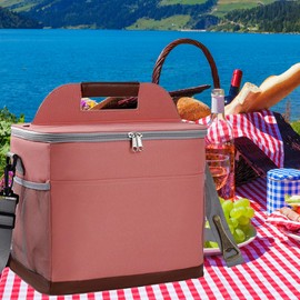 NEISHNG Large Insulated Lunch Bag for Women, 24-Can Soft Cooler Box, Lightweight & Leakproof Worksite Lunch Box for Men, Insulated Tote Bag for Travel, Picnic, Camping, Work (Pink)